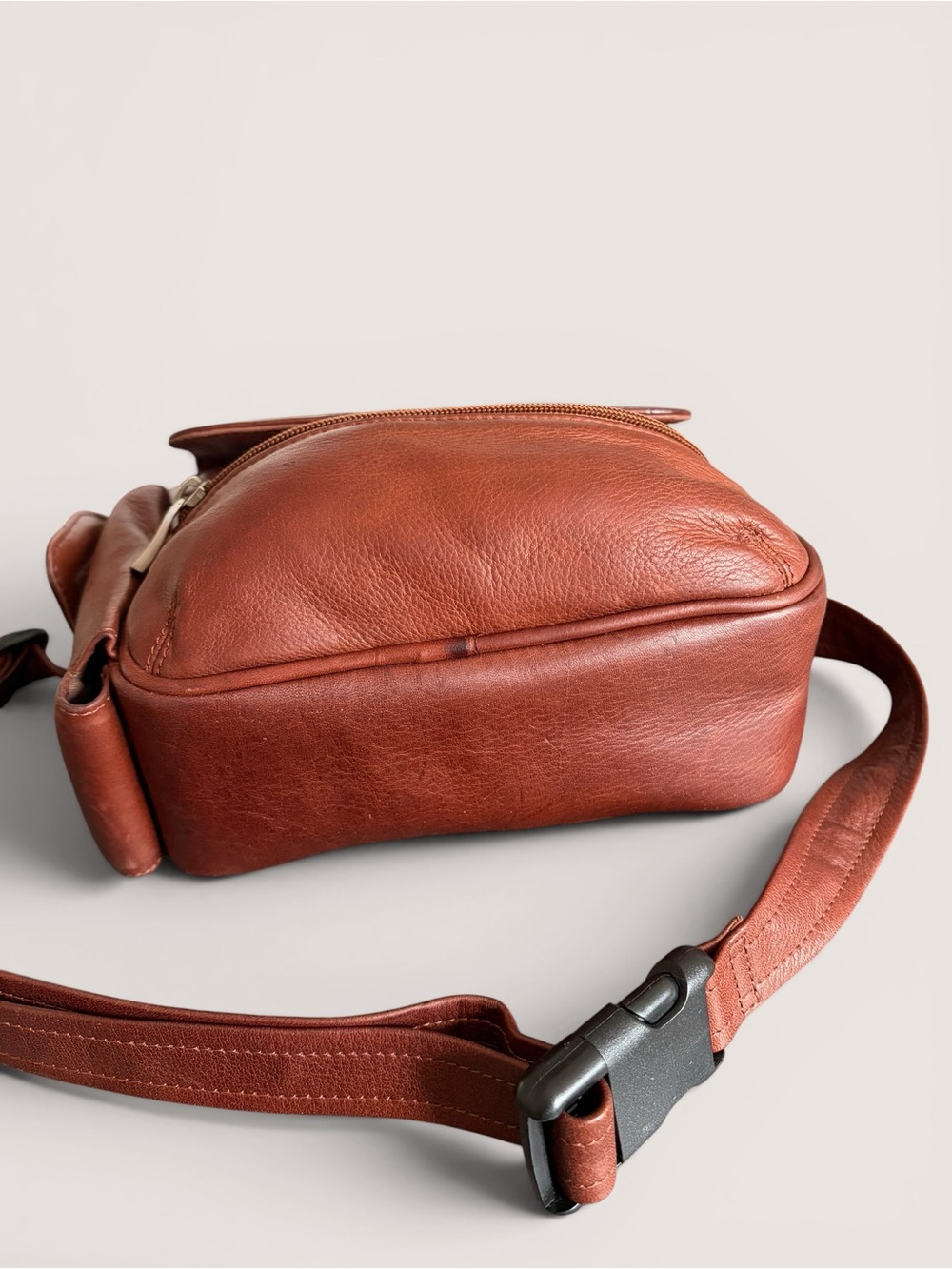 Leather Crossbody Sling Belt Bag in Brown - Picture 9 of 16